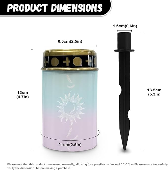 Cemetery Solar Lights Waterproof Solar Powered Grave Lights Sun Print Landscape LED Flameless Candle Grave Decor Memorial Gift Garden Decor
