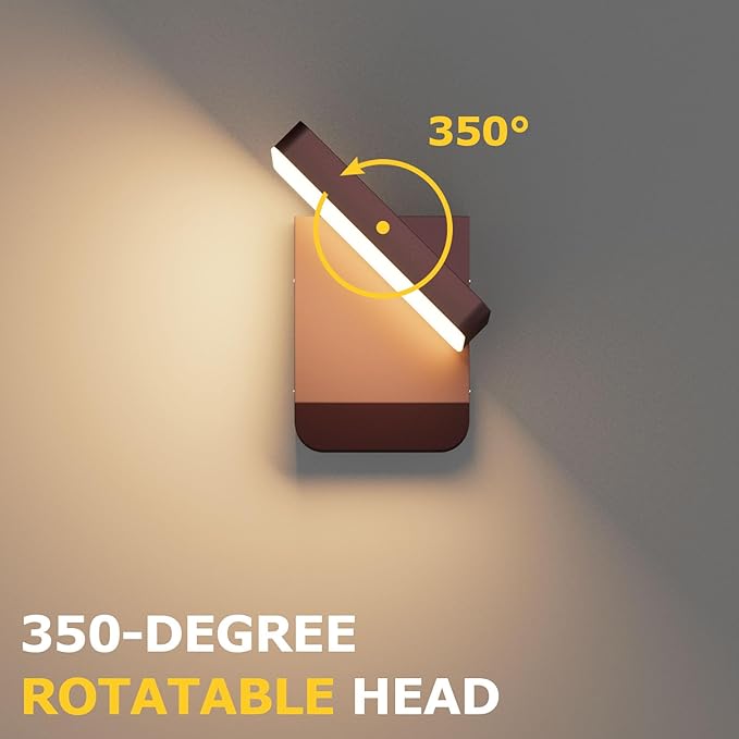 Modern Outdoor Rotatable Wall Light LED Wall Sconce Bronze Exterior Wall Lights Fixture Modern Lights for House, 3000K