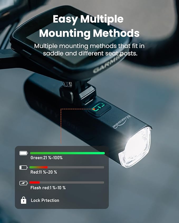 Magicshine Bike Lights ALLTY 1200U, Bicycle Lights for Night Riding with Underneath Mounted, FTR LightSync Control, USB Rechargeable 4200mAh, Bike Light Front and Back for Road Mountain Cycling