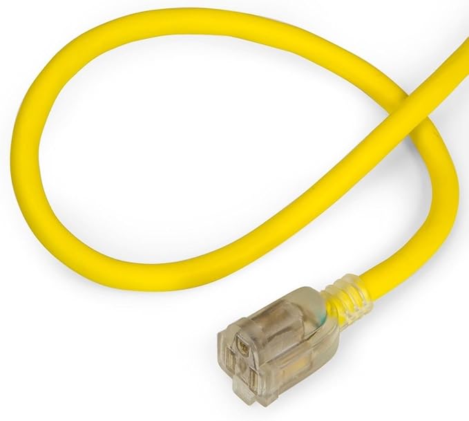 XtremepowerUS 50 ft 12/3 Gauge Heavy Duty Outdoor Extension Cord with lighted, Flexible Cold Weather 3 Prong Electric Cord Outside, 15A 125V SJTW