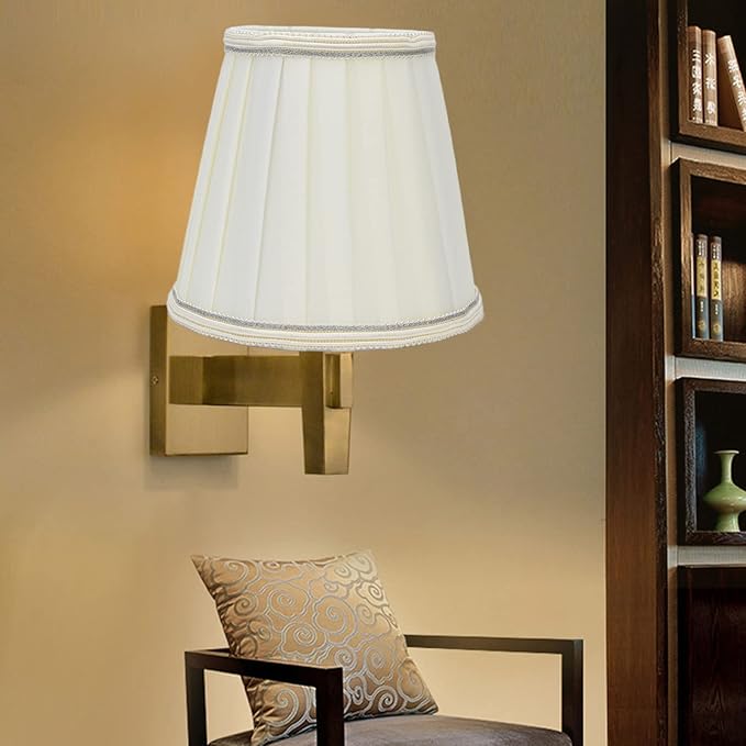 2Pcs Small Lamp Shade, Pleated Fabric Lampshade Clip On Modern Lampshades for Table Floor Lamp, Pendant Light Chandelier, 3.6 inch Top x 5.6 inch Bottom x 5.1 inch Height(Light Beige)