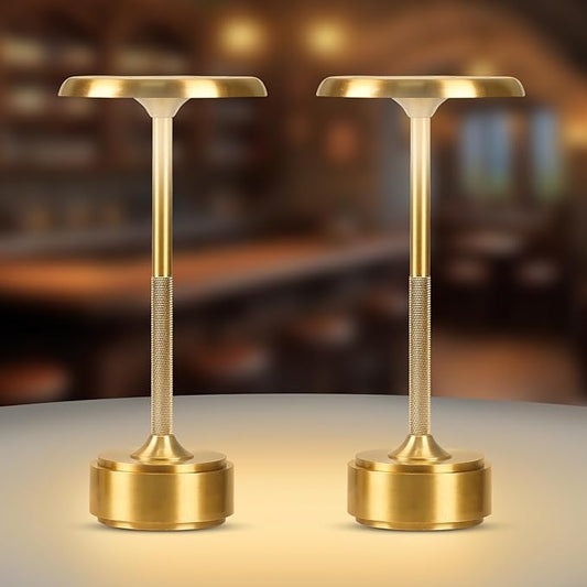 5200mAh Rechargeable Cordless LED Table Lamps Touch Sensor Light, 3-Levels Portable Dimming Wireless Battery Operated Lamp,Night Light/Restaurant Table/Outdoor/Coffee/Bar (Gold Set of 2)