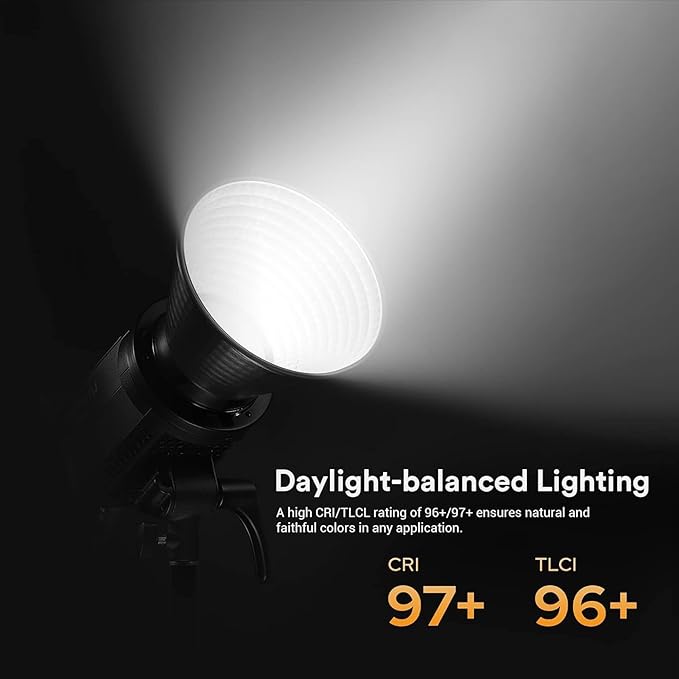 Godox LA200D LED Video Light, 200W 101000LUX@1M Daylight Studio, 5600K Bowens Mount LED Continuous Light, CRI 96+ 8 FX Effect 0-100% Dimming APP Control Photography Light