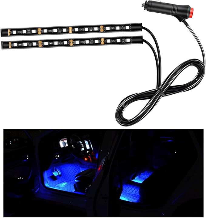 Car LED Strip Light, 24 LED RGB Auto Interior Atmosphere Lights, Cigarette Lighter Under Dash Ambient Night Light, Interior Decorative Lamp Lighting Kit Car Accessories (Blue)