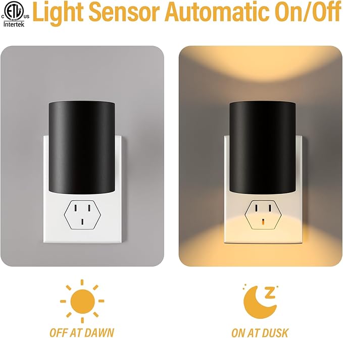 ETL Night Lights Plug into Wall 4 Pack,Plug in Nightlight,2700K Brightness Adjustable Night Light,Warm White,Dusk to Dawn Sensor, Nightlights for Bedroom, Bathroom, Hallway