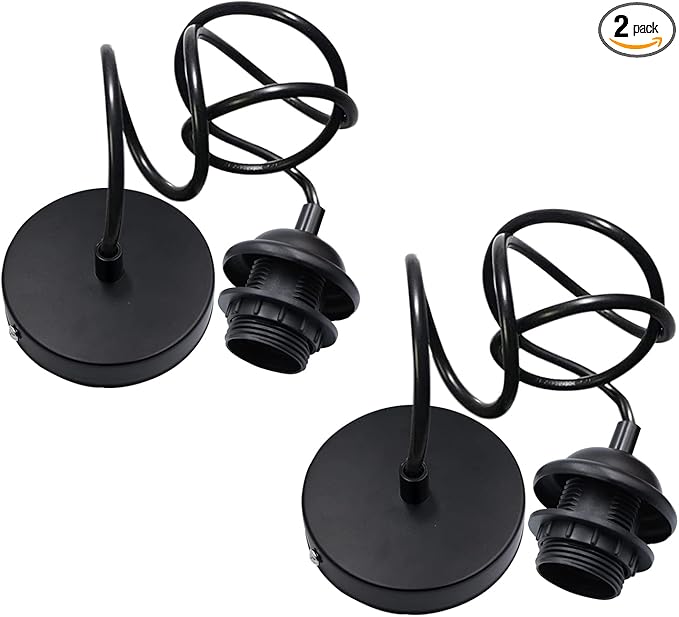 Pendant Light Kit 2pcs Mini Pendant Light Cord Cable Socket E27 Lamp Holder with 3.94ft Adjustable Industrial Vintage Hanging Ceiling Lantern Light Fixture for Bedroom Chandelier