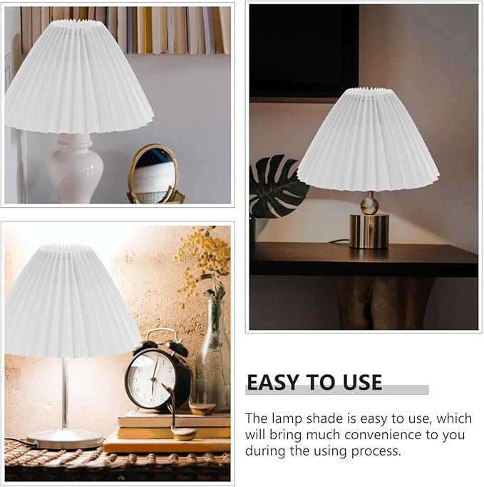 DOITOOL Elegant Modern Style Lampshade Home Lampshade Desk Lamp Cover Wall Lamp Shade Pleated Table Accessory