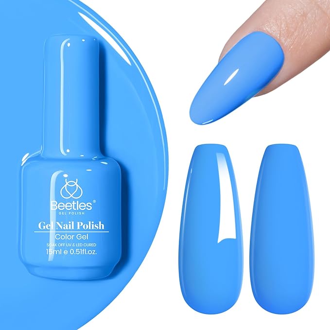 beetles Gel Polish Light Blue Gel Nail Polish Soak Off Uv LED Nail Lamp 15ml DIY Home Manicure Salon Gift for Women Coastal Holiday Bliss