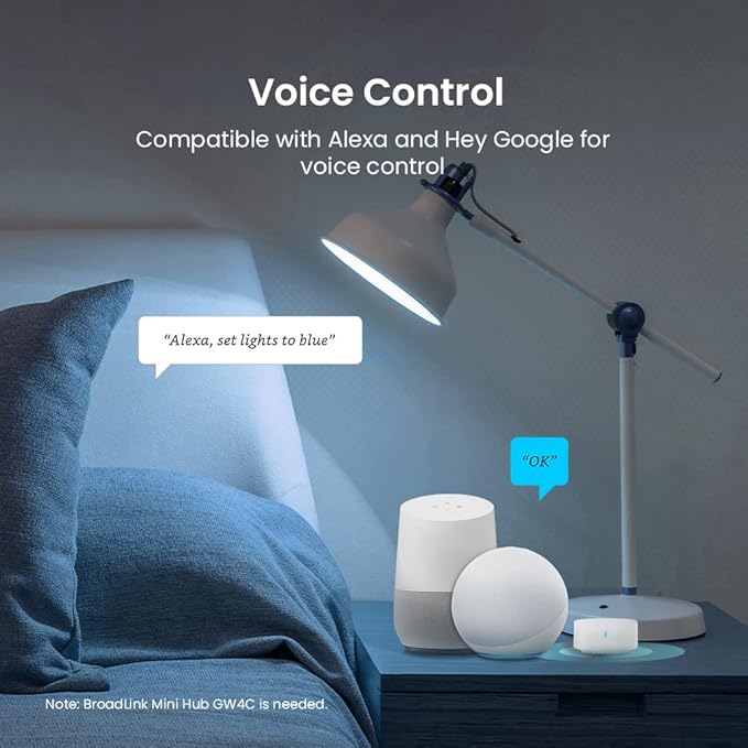 BroadLink Smart Bulbs Lighting Kit with Remote Control - 9W A19 Bluetooth Color Changing Light Bulbs with Music Sync, Compatible with Alexa, Google Home