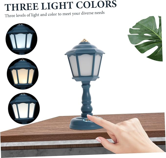 Veemoon Vintage USB Rechargeable Bedside Table Lamp Level Dimmable Mini Night Light with European Retro Design Compact Creative Bedroom Decor for Home and Dormitory Blue