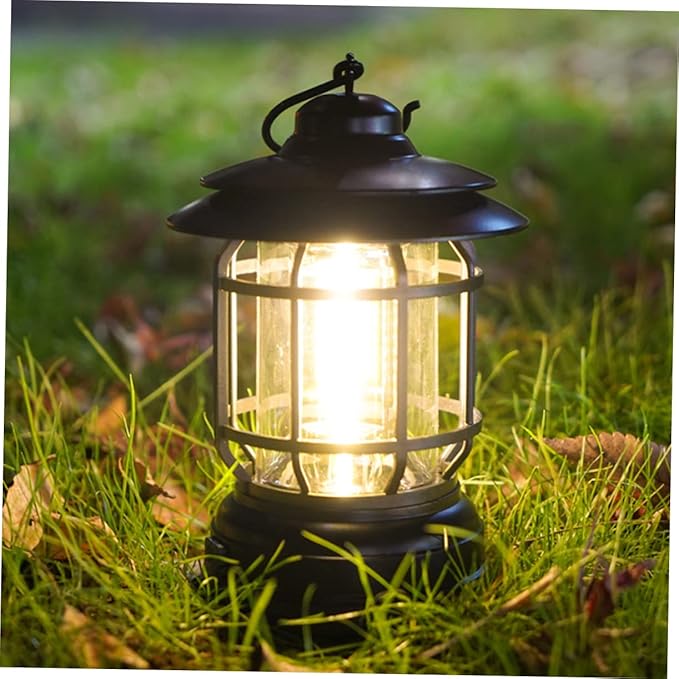 balacoo Solar-Powered Camping Light Cordless Lantern Portable Tent Lamp Outdoor Lighting Battery Operated Vintage Design for Hiking Hunting Emergency