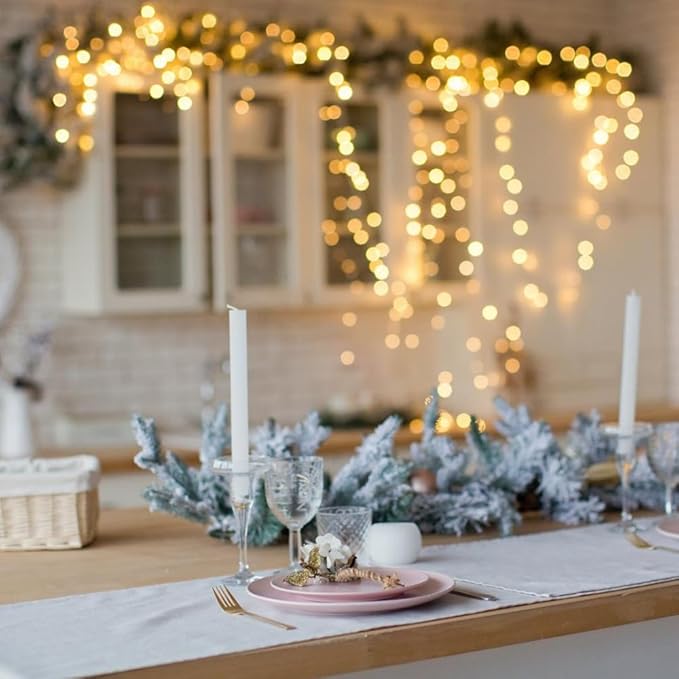 Warm White Christmas Lights Outdoor Pearlized and Berry G15 50 LED 13.5ft Plug in Mini Globe String Lights Whire Wire Waterproof Extendable for Indoor Patio Xmas Thanksgiving Tree Decoration Wedding