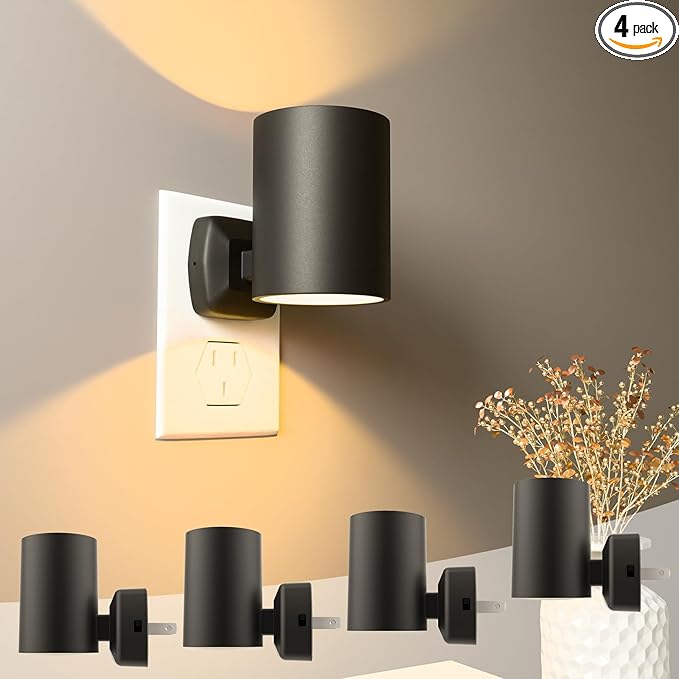 ETL Night Lights Plug into Wall 4 Pack,Plug in Nightlight,2700K Brightness Adjustable Night Light,Warm White,Dusk to Dawn Sensor, Nightlights for Bedroom, Bathroom, Hallway