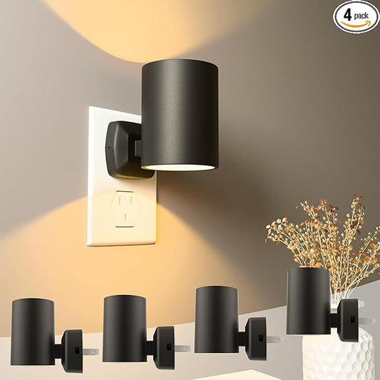 ETL Night Lights Plug into Wall 4 Pack,Plug in Nightlight,2700K Brightness Adjustable Night Light,Warm White,Dusk to Dawn Sensor, Nightlights for Bedroom, Bathroom, Hallway
