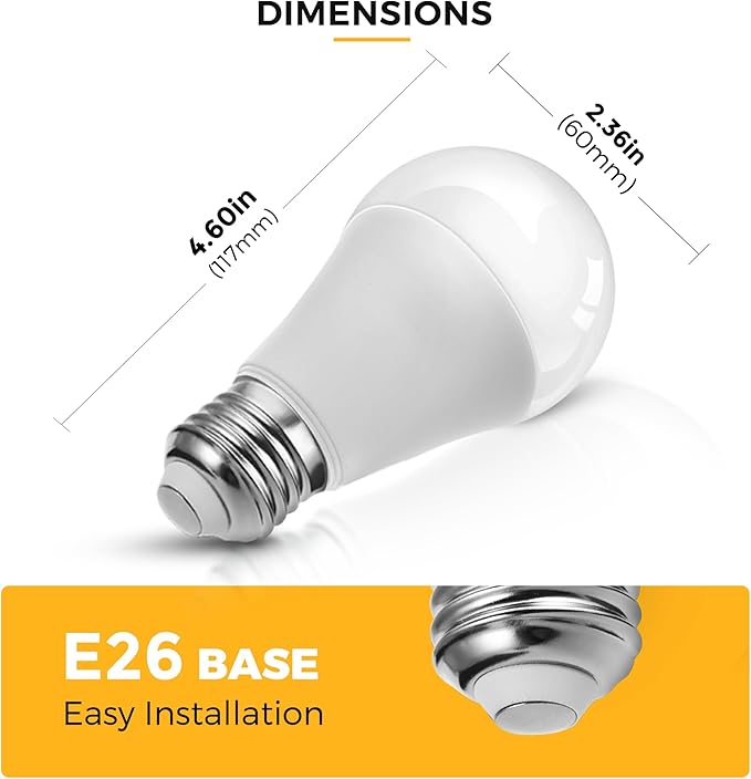 L LOHAS LED Light Bulbs, Sleep Aid Amber Light Bulb, A19 9W(60 Watt Equivalent), Blue Light Blocking, E26 Dimmable Light Bulbs, 3 Color Temperature 1800K/3000K/5000K, 2 Pack