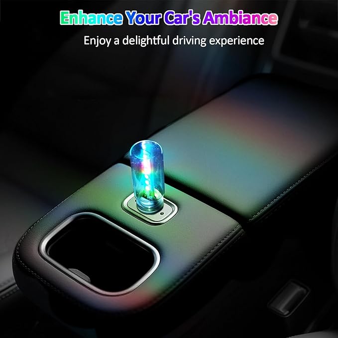 2 PCS Retro Car Lamps,Plug-in USB Led Interior Atmosphere Lights with Touch,7 Colors and 13 Modes Car Interior Light,Portable Mini LED Light for Cars,Bedroom,Hallway