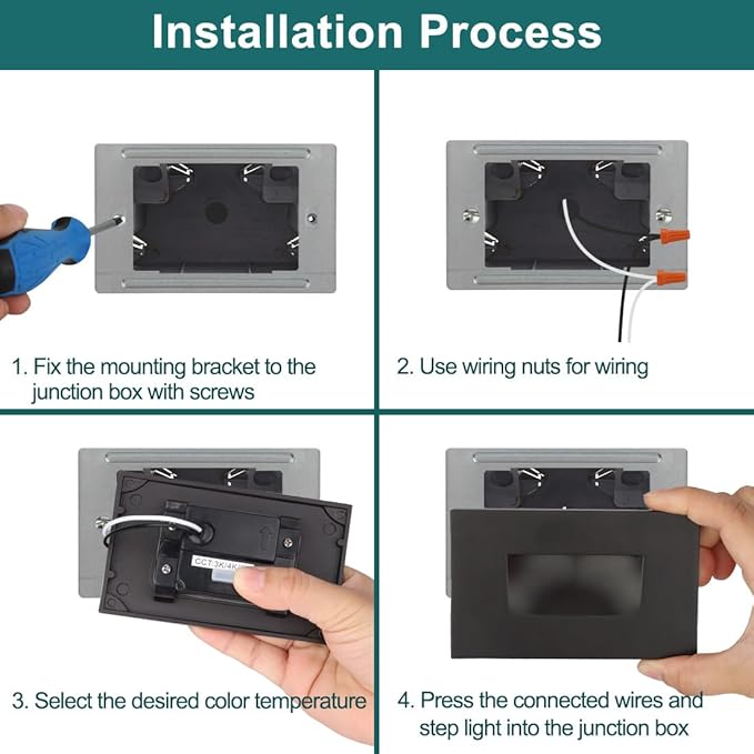 kadision 3 Color Low Voltage 12V-24V LED Step Lights Indoor and Outdoor, 3.5W 175lm Stair Light, Aluminum Oil Rubbed Bronze, 4 Pack