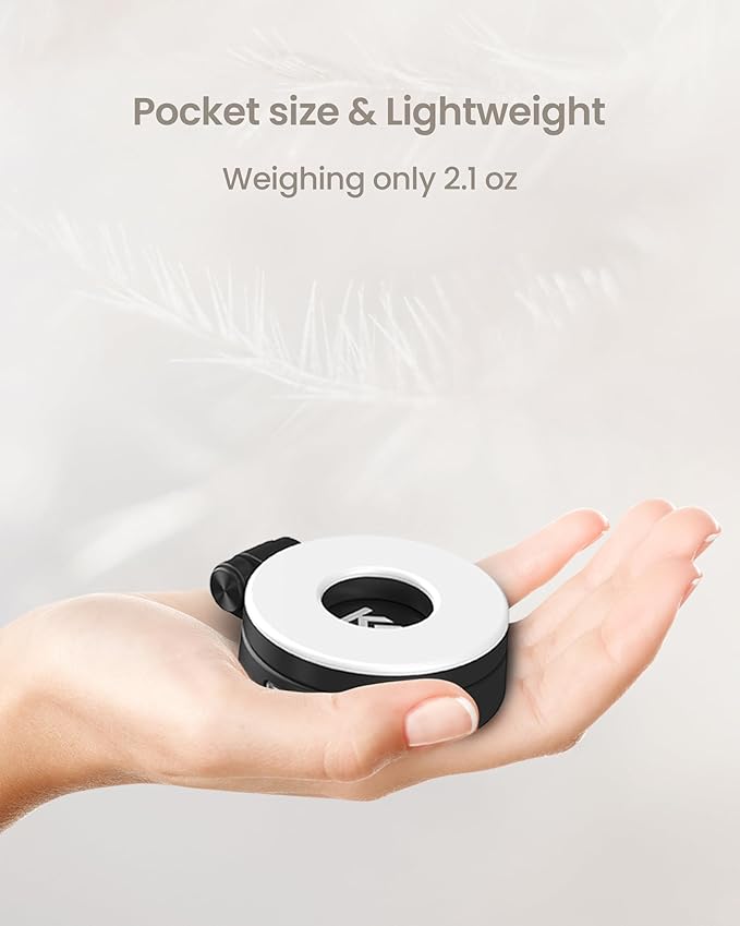 KraftGeek Magnetic Selfie Light for iPhone, Portable Phone Ring Light with Rechargeable Battery, Compact LED Phone Light for Travel, Video Recording, Vlogging