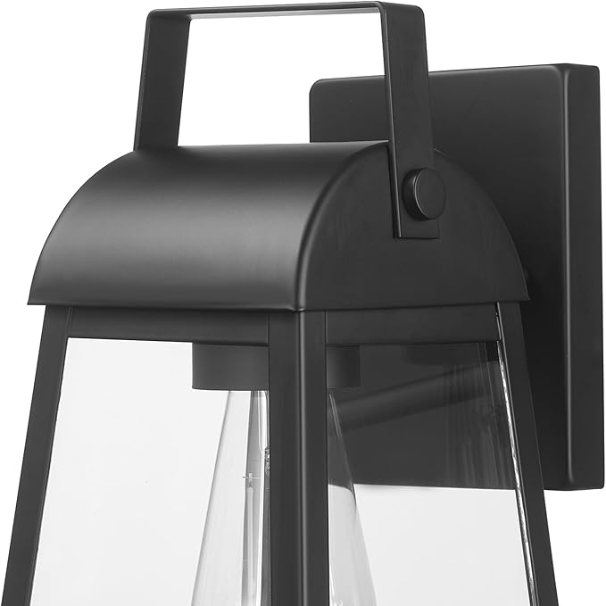 GLOBE Electric 60000029 1-Light Outdoor Wall Sconce, Matte Black, Clear Glass Shade, Porch Light, Wall Lights for Living Room, Patio Décor, Apartment Essentials, Outside House Lights