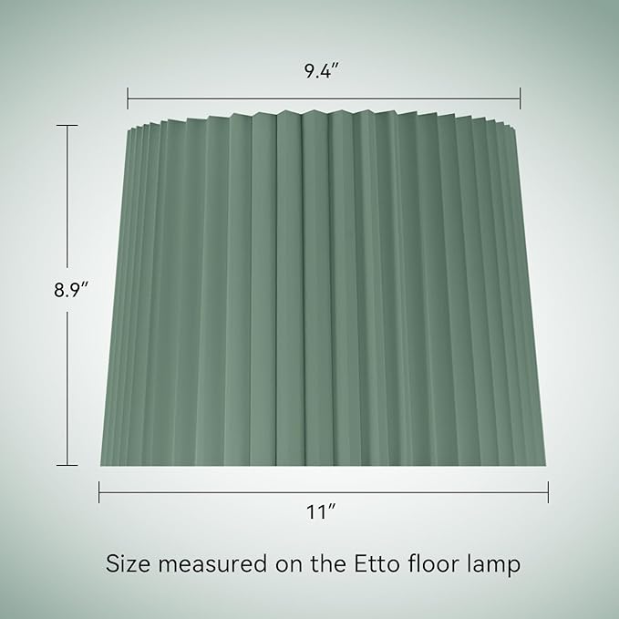 Etto Pleated Lamp Shade, 9" High, Replacement Lampshade for Empire and Drum Floor Lamps, Fits Multiple Styles, Effortless Setup(Peacock Green)