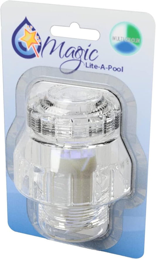 | New and Improved | Jet with LED Lights Provide Mood Pool Lighting w/o Batteries | Powered by Pool Jets | No Tools Req’d Simply Screw in & Replace Your Standard 1.5” Jet Return