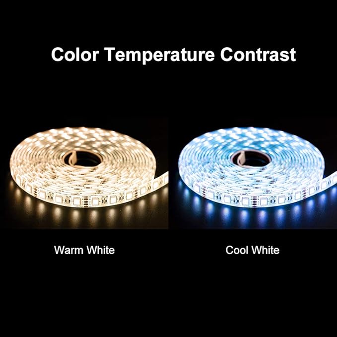 BTF-LIGHTING 5050 RGBW RGB+Cool White(6000K-7000K) 4 Colors in 1 LED Tape Light DC24V 5m 16.4ft 60LED/m Multi-Colored IP30 Black 12mm PCB for Bedroom Kitchen Home Decoration(No Adapter or Controller)
