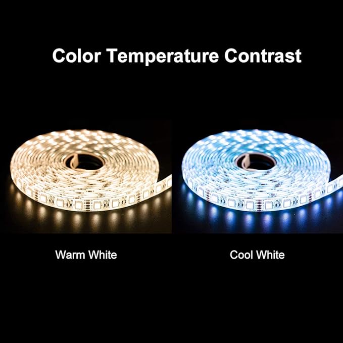 BTF-LIGHTING 5050 RGBW RGB+Cool White(6000K-7000K) 4 Colors in 1 LED Tape Light DC24V 5m 16.4ft 60LED/m Multi-Colored IP67 White 14mm PCB for Bedroom Kitchen Home Decoration(No Adapter or Controller)