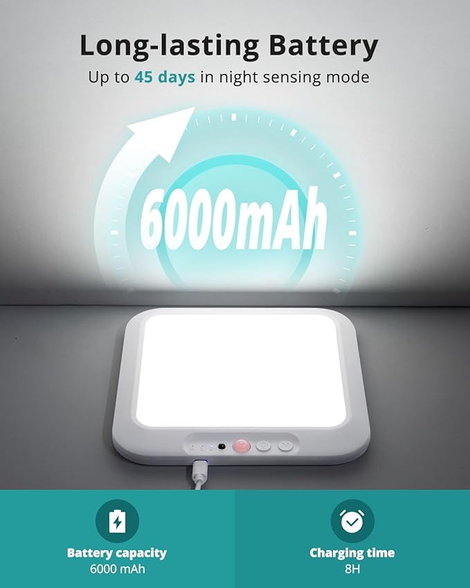 wowatt 2Pcs Rechargeable Battery Operated Ceiling Light, Motion Sensor Light Indoor Wireless Shower Lamp with Remote 3000K 4500K 6500K Dimmable Timing for Closet, Shower, Hallway, Patio