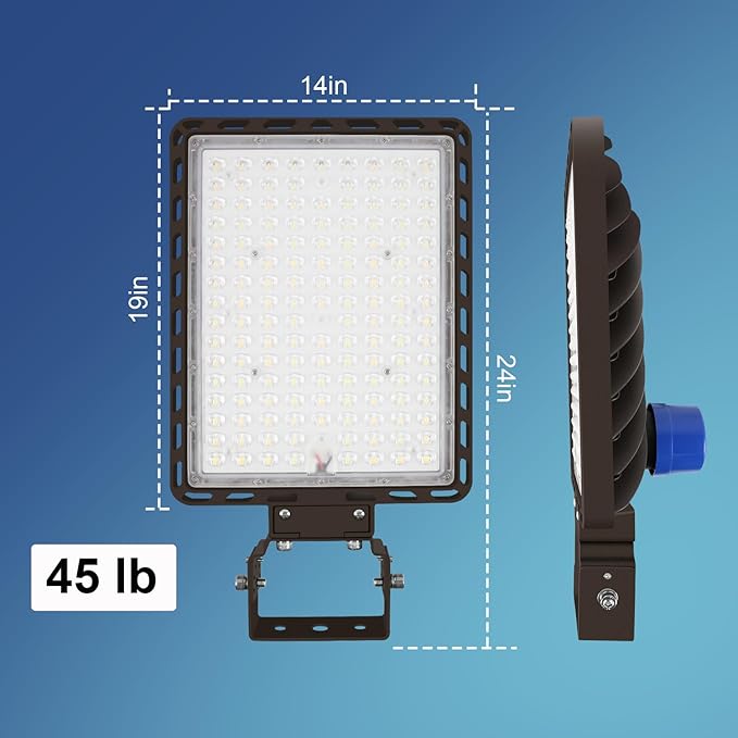 Juyace 350W LED Parking Lot Light Stadium Flood Lights Trunnion Bracket Yoke Wall Mount Dusk to Dawn Outdoor Lighting Exterior Commercial Outside IP65 Waterproof 100-277V Security Area