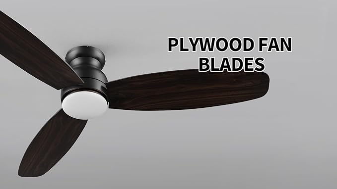 CEME 60 Inches Black Ceiling Fan with Light Flush Mount, DC 10 Speeds Silent Ceiling Fan with Remote, 3 Dual Finish Blades, 3 Light Colors Dimmable LED for Living Room, Bedroom