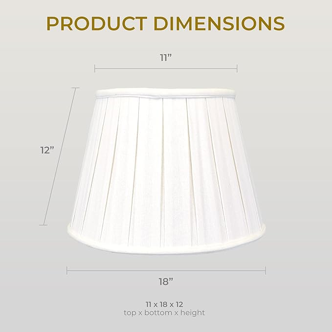 Royal Designs, Inc. Empire English Pleat Lamp Shade, BSO-724-18LNWH, 11 x 18 x 12, Linen White
