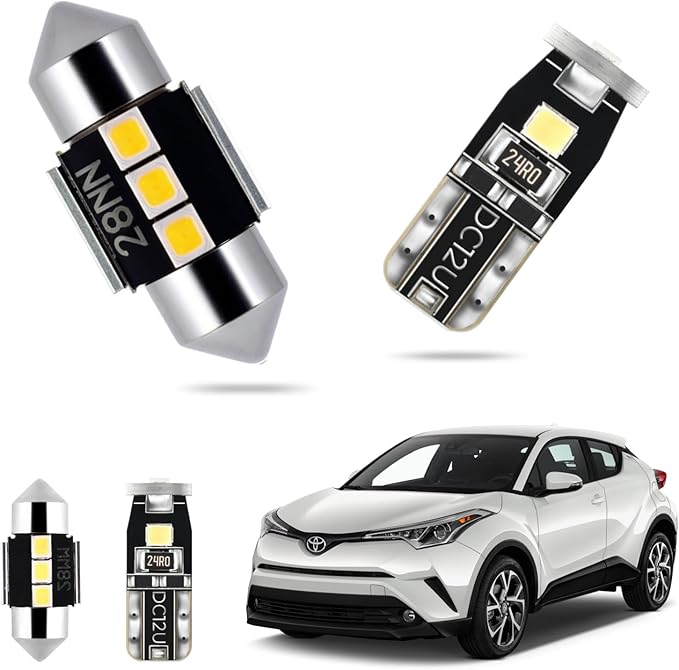 EASY EAGLE 8 Pcs Super Bright 6000K White LED Interior Light: Bulbs Kit Package for 2018 2019 2020 2021Toyota C-HR CHR Lighting Package Kit Includes Light Accessories + and Install Tool