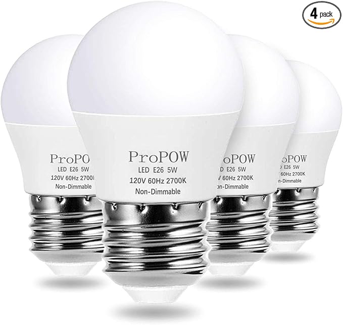 A15 LED Bulb 40 Watt Equivalent, 5W LED Light Bulbs, Soft White 2700K Energy Saving Low Watt Light Bulbs,E26 Base Bulb for Home Bedroom(4 Pack)