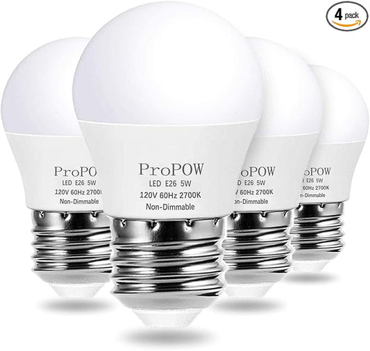A15 LED Bulb 40 Watt Equivalent, 5W LED Light Bulbs, Soft White 2700K Energy Saving Low Watt Light Bulbs,E26 Base Bulb for Home Bedroom(4 Pack)