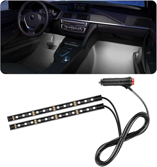 Car LED Strip Light, 24 LED RGB Auto Under Dash Interior Atmosphere Lights, Cigarette Lighter Decorative Lamp Ambient Night Light, Universal Lighting Kit Car Accessories (White)