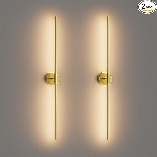 40Inch Hardwired Gold Wall Sconces Set of Two,360° Rotate Modern Linear Wall Light 30W Gold Vanity Light 3000K for Bathroom, Living Room(2 Pack)