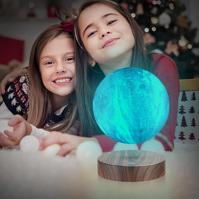 Floating Moon Lamp, Magnetic Levitation Spinning 3D Printing Moon Light Levitating Galaxy Lamps Globe with 16 Colors Modes LED Moon Night Lights, Room Decor, Creative Gift for Kids Friends