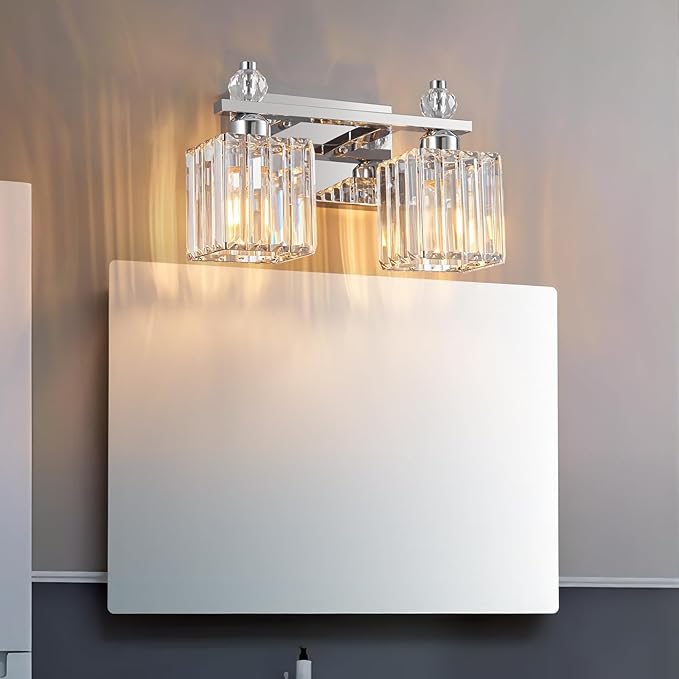 Chrome Bathroom Vanity Lights Crystal Vanity Light Bathroom Lighting Fixtures 2 Light Modern Vanity Lighting Fixtures