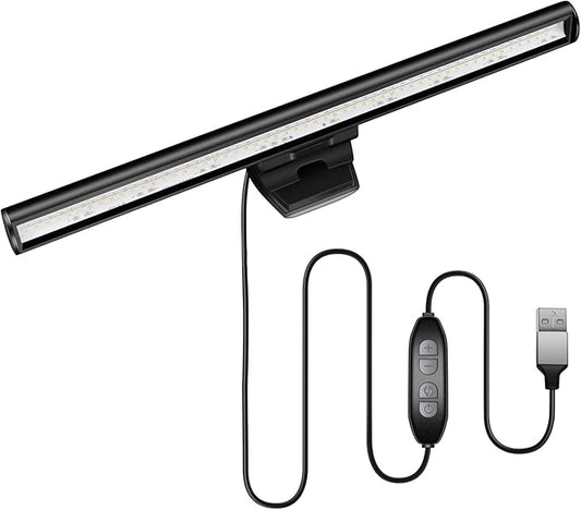 Laptop Monitor Light Bar, USB e-Reading LED Task Lamp, 3 Adjustable Color Temperature, 10 Dimming Brightness Levels, No Screen Glare, Space Saving, Eye Health Care, Portable for Travel