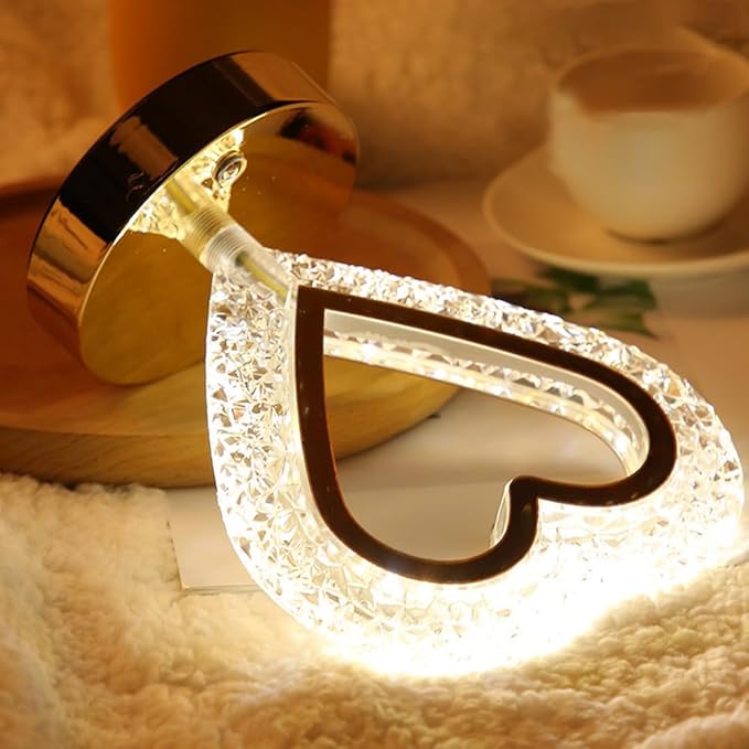 Cordless Crystal Table Lamp,3-Color Touch Control,3-Levels Brightness, Rechargeable Battery - Ideal Bedside Lamp for Bedroom Nightstand (Gold)
