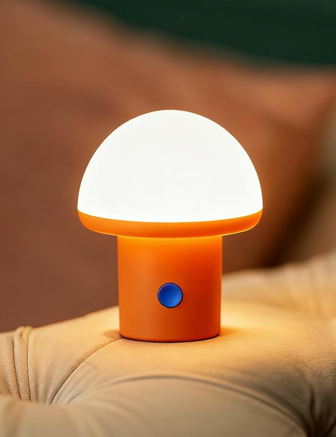 LED Night Light for Bedroom - Cute Mushroom Mini Desk Lamp with 3 Brightness Levels, USB Rechargeable & Portable Bedside Lamp for Kids and Nursery Christmas Gifts for Birthday