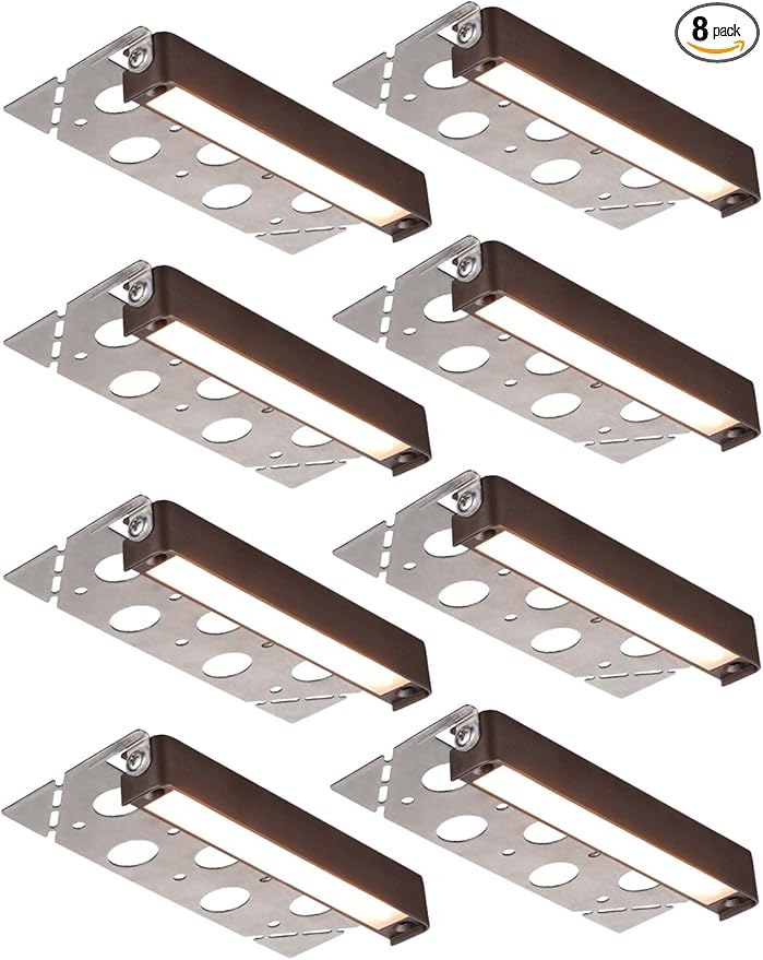 LEONLITE 8-Pack 7 Inch LED Hardscape Lighting, Update Retaining Wall Lights, LED Landscape Lighting, 12-24V AC/DC Paver Light Low Voltage, 3W/4W/5W Dimmable Outdoor Step Lights, 2700K Soft White, ETL