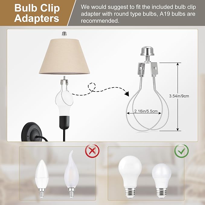 Seaside village Small Lamp Shades for Table Lamp, Natural Linen Lamp Shades Set of 2, 5.5" Top x 10" Bottom x 6.6" High, Brown Burlap Lampshade Replacement, Spider, Bulb Clip Adapters Included