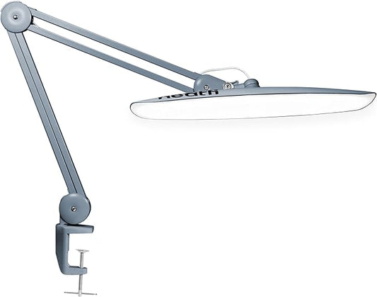 Neatfi XL 2200 Lumens 24W LED Desk Lamp with Clamp - Shadow-Free Task Lighting | 4-Level Dimming | Home Office & Crafts Use | 20-Inch Wide Head (Non-CCT, Gray)