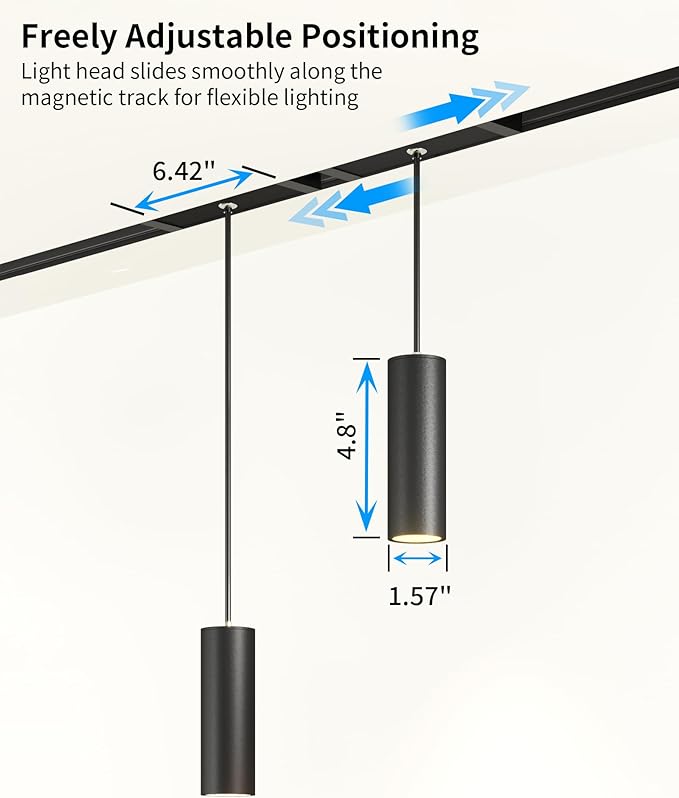 LED Spotlight Pendant Downlight Lamp Head, 24V Magnetic Track Lighting Pendans Light, 7W LED Lamp,Smart Control via App, Remote & Voice, Dimmable & CCT 2700K-6000K, Beam Angle 24°