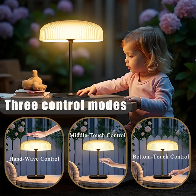 Cordless Solar Table Lamp for Indoor Outdoor, IP65 Waterproof LED Dimmable Touch USB Charging with Metal Stand, Warm/White for Garden Camping Bedroom
