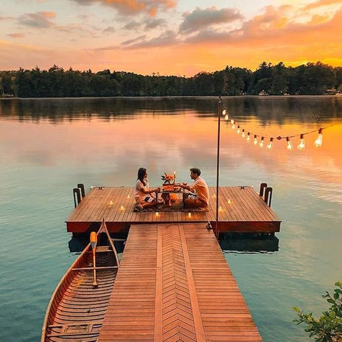 100ft Outdoor String Lights 30 ft with 27 LED Edison Bulbs, Dimmable Waterproof Shatterproof 2200K Warm