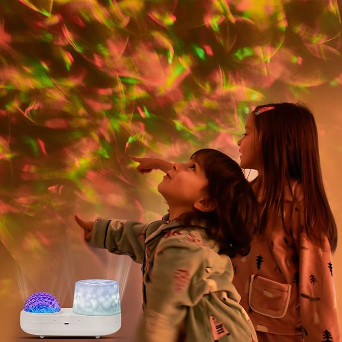Ocean Wave & Light Projector - 10 Colors, 6 Film Sets, Timer & 360 Rotation for Kids & Girls, Room Decor
