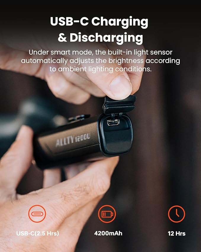 Magicshine Bike Lights ALLTY 1200U, Bicycle Lights for Night Riding with Underneath Mounted, FTR LightSync Control, USB Rechargeable 4200mAh, Bike Light Front and Back for Road Mountain Cycling