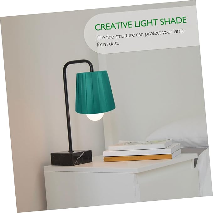 1pc Cloth Lampshade Pleated Lamp Shade Clip On Bulb Light Covers Barrel Lamp Shade for Bedroom Table Lamp Floor Light, Green